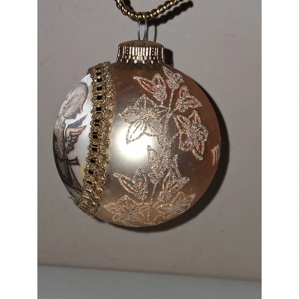 Vintage M.I. Hummel Germany Glass Christmas Ornament Angel with Trumpet 3.25